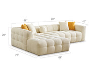 Teddy Sectional Sofa Cream in Cream - 105-TED-IST01-3L