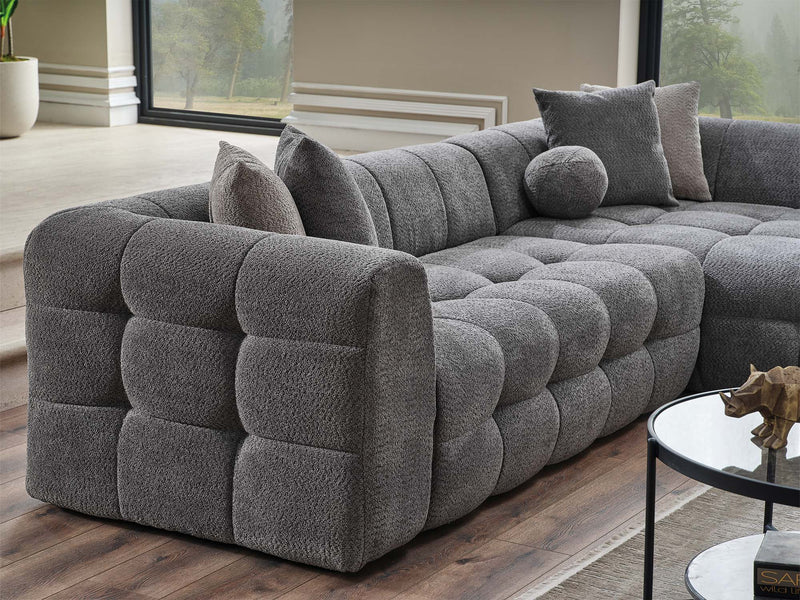 Teddy Sectional Sofa Grey in Grey - 105-TED-IST08-3L
