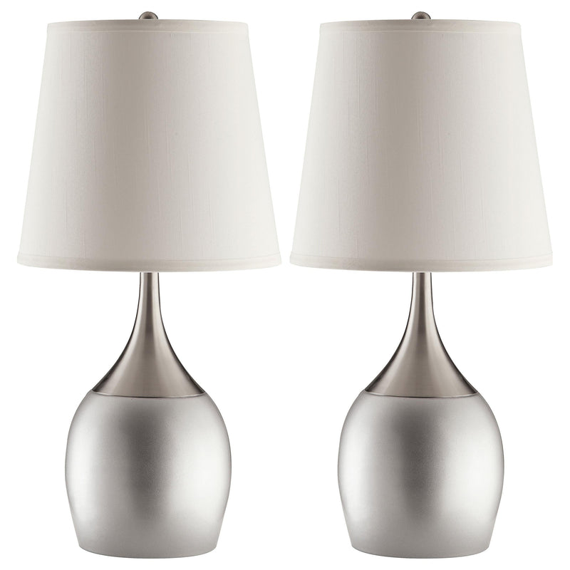 Tenya 24-inch Empire Shade Urn Table Lamp Silver (Set of 2) - 901471