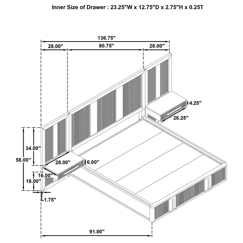 Terrace 6-piece California King Panel Bedroom Set Ash Brown - 224900KW-S6P