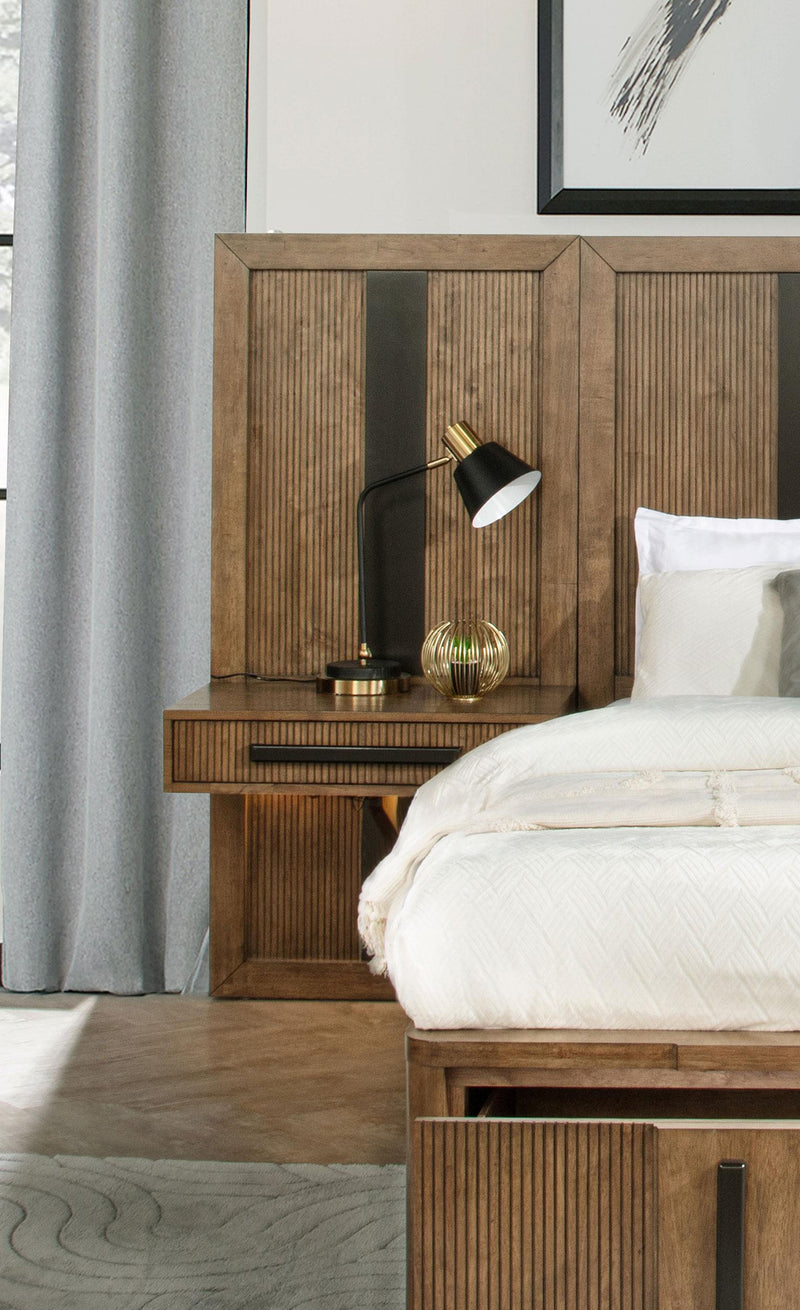 Terrace Eastern King Wall Panel Storage Bed Ash Brown - 224900KE-S3P