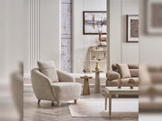 Tetra San 4-pieces (2 Sofa & 2 Chair) Livingroom in Brown - Cream - 200-SAN-TET-BRO-CRE-3311