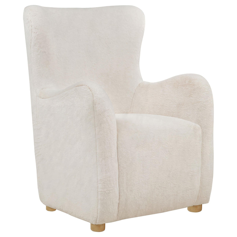 Thornton Faux Fur Upholstered Wingback Lounge Accent Chair Ivory - 903175