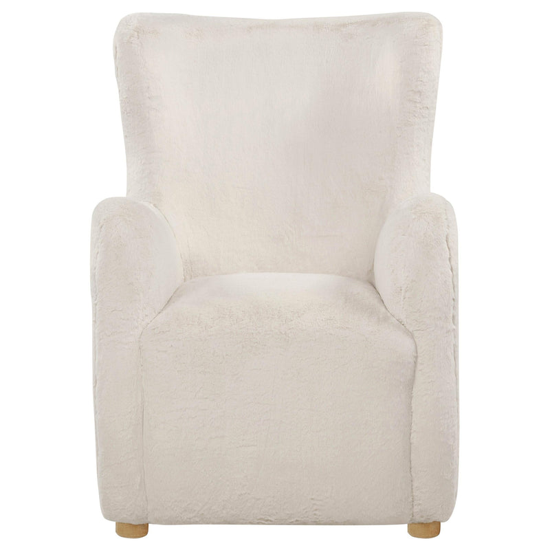 Thornton Faux Fur Upholstered Wingback Lounge Accent Chair Ivory - 903175