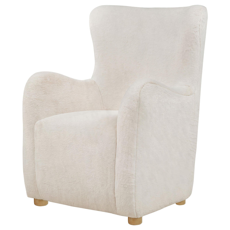 Thornton Faux Fur Upholstered Wingback Lounge Accent Chair Ivory - 903175