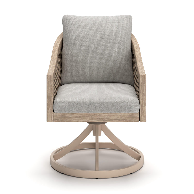Thunder Trails Light Gray/Beige Outdoor Swivel Chair (Set of 2) - PCP612-602A