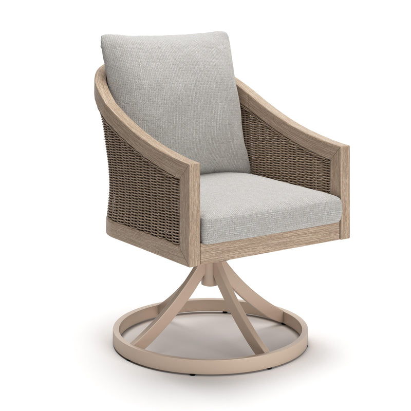 Thunder Trails Light Gray/Beige Outdoor Swivel Chair (Set of 2) - PCP612-602A