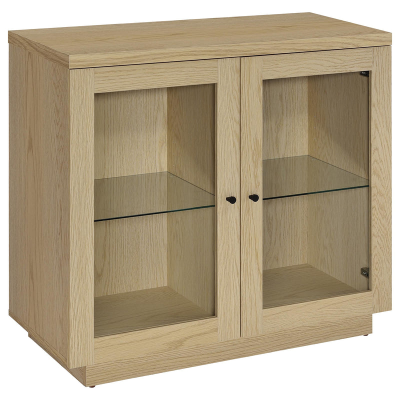 Tilbury 2-door Glass Front Accent Display Cabinet Light Oak - 950429