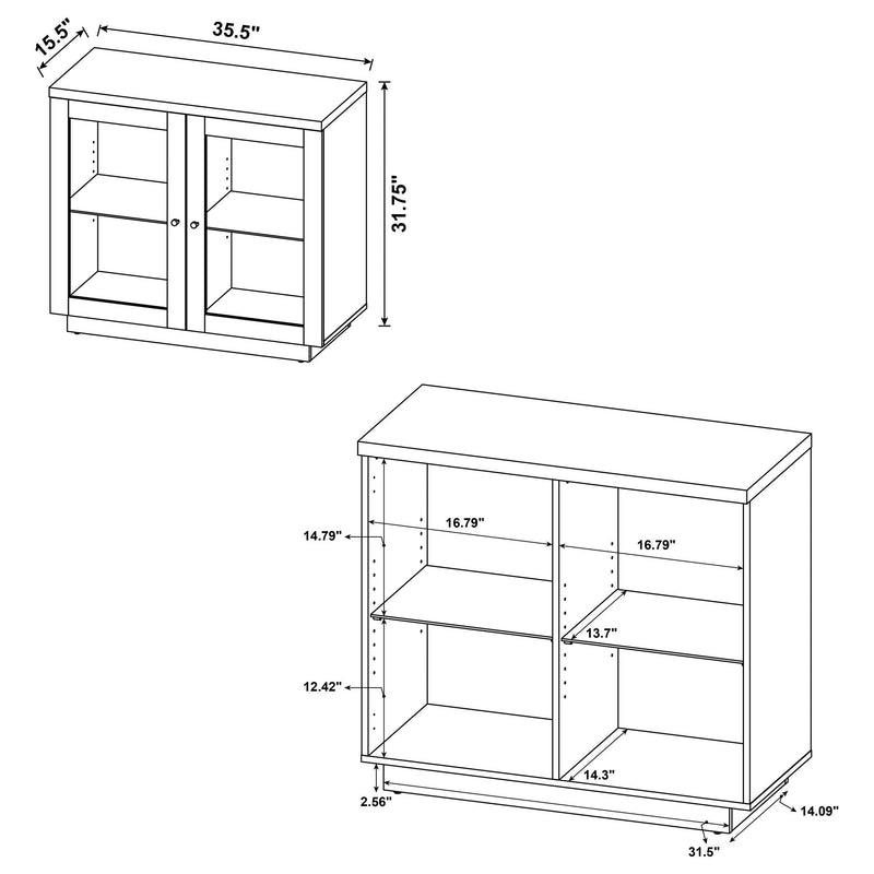 Tilbury 2-door Glass Front Accent Display Cabinet Light Oak - 950429