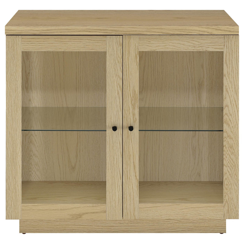 Tilbury 2-door Glass Front Accent Display Cabinet Light Oak - 950429