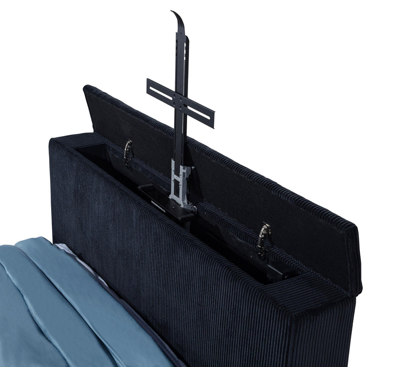 Tisdall Queen Flame Visualizer Wingback TV Bed Black - 315868BLKQ