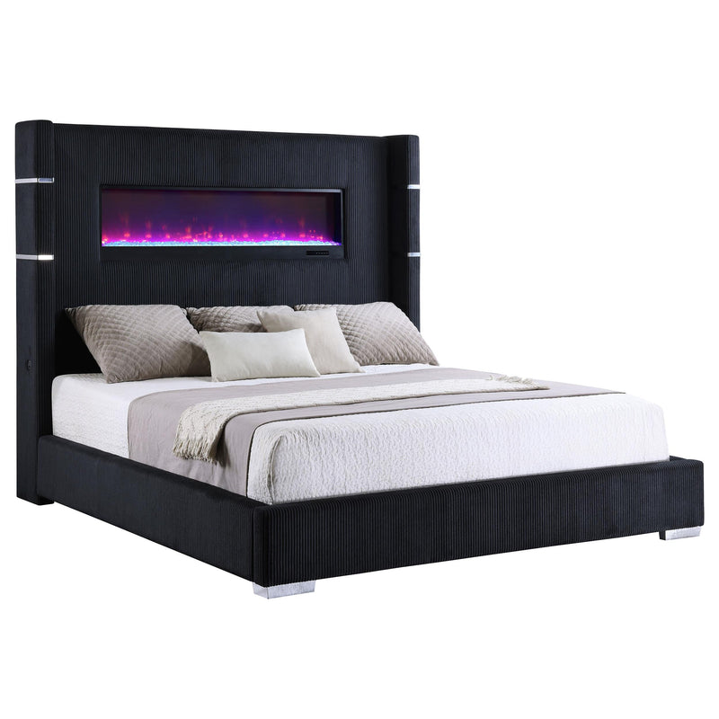 Tisdall Upholstered Cal King Flame Visualizer Bed Black - 306031KW