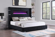 Tisdall Upholstered Eastern King Flame Visualizer Bed Black - 306031KE