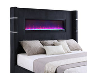 Tisdall Upholstered Eastern King Flame Visualizer Bed Black - 306031KE