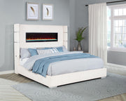Tisdall Upholstered Eastern King Flame Visualizer Bed Cream - 306032KE