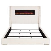 Tisdall Upholstered Eastern King Flame Visualizer Bed Cream - 306032KE