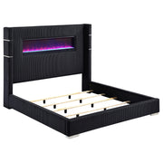 Tisdall Upholstered Queen Flame Visualizer Bed Black - 306031Q