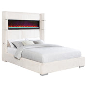 Tisdall Upholstered Queen Flame Visualizer Bed Cream - 306032Q
