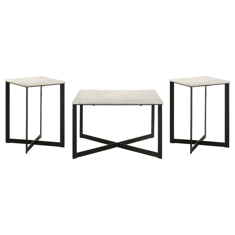 Tobin 3-piece Marble Top Coffee and End Table Set White - 707698-S3