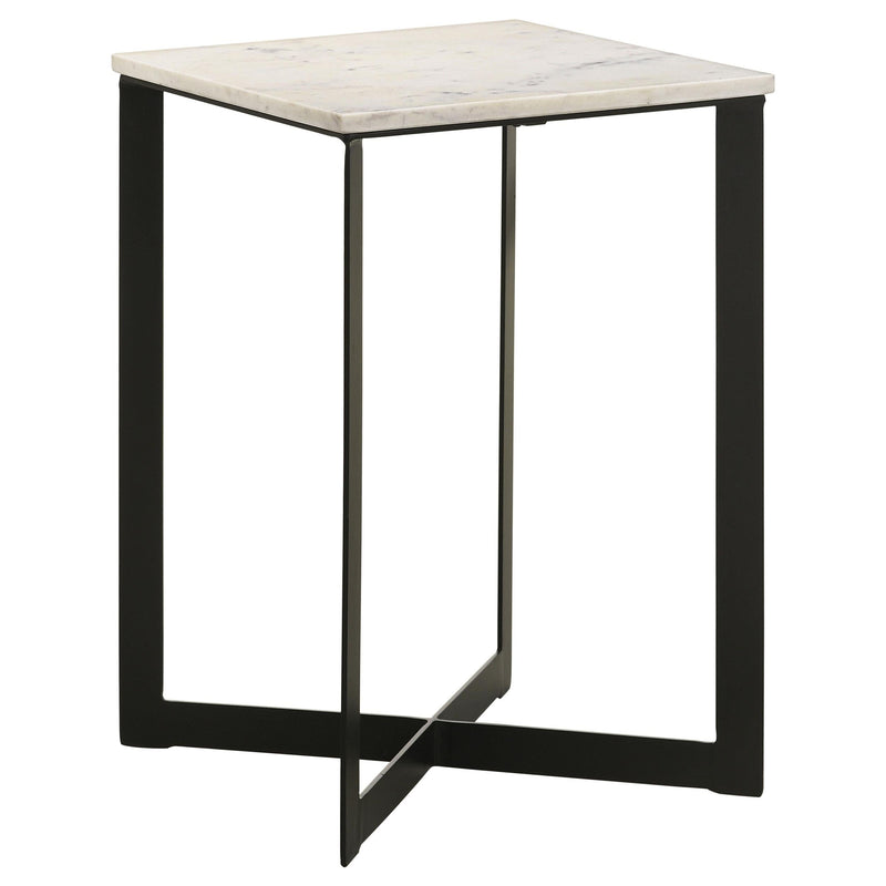 Tobin Square Marble Top End Table White and Black - 707697