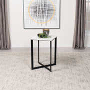 Tobin Square Marble Top End Table White and Black - 707697