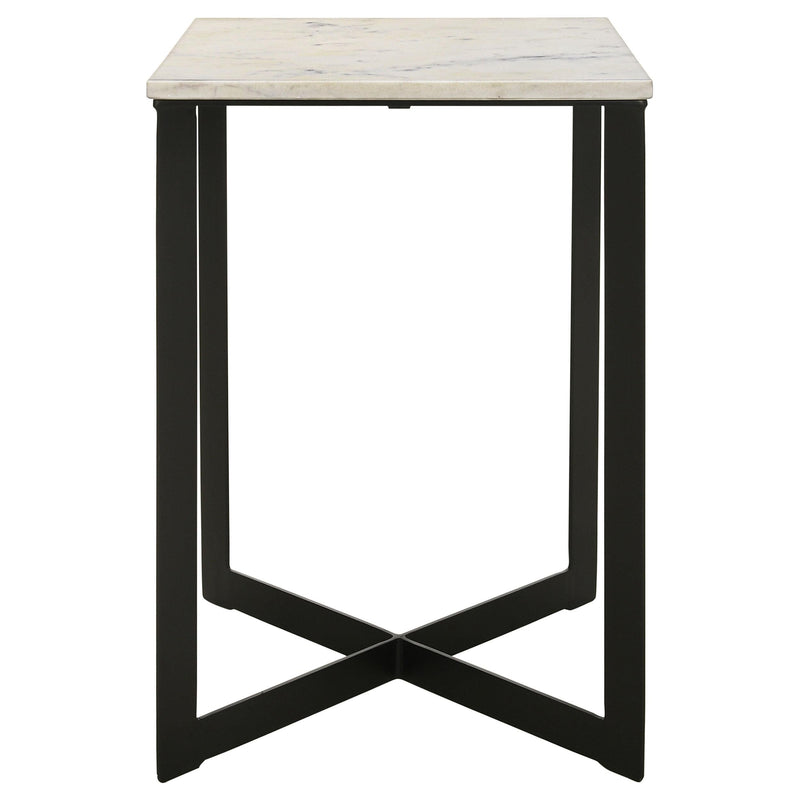Tobin Square Marble Top End Table White and Black - 707697