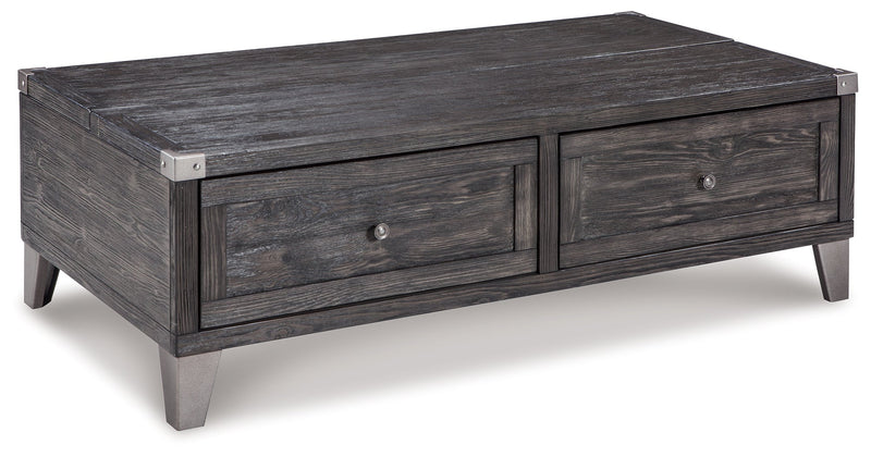 Todoe Coffee Table with 2 End Tables in Dark Gray - PKG007214