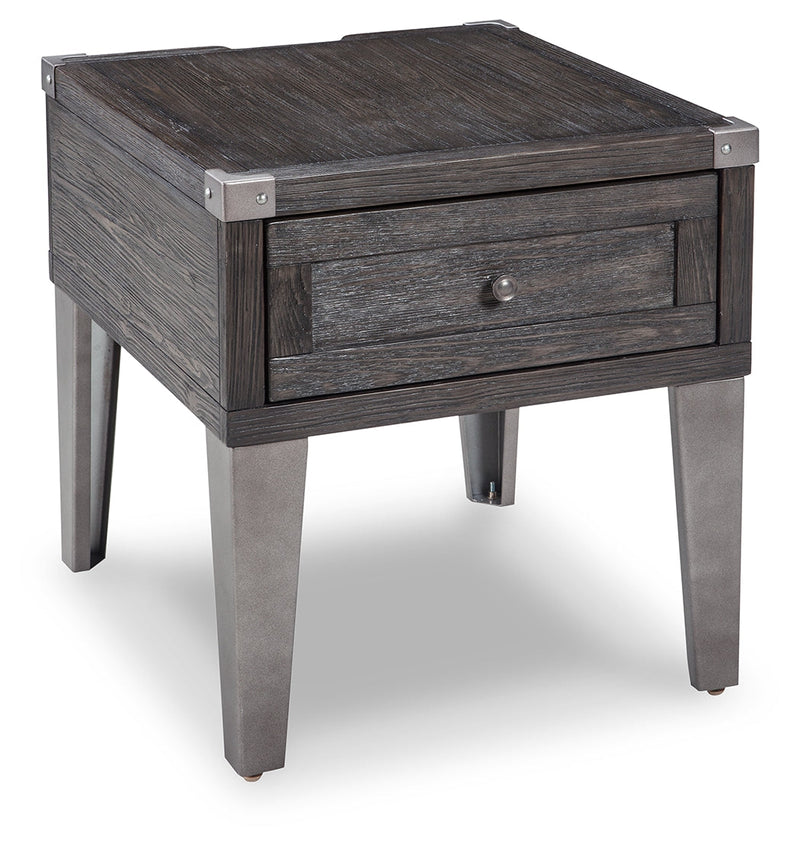 Todoe Coffee Table with 2 End Tables in Dark Gray - PKG007214