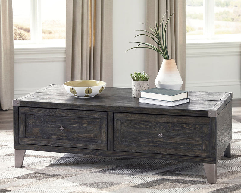 Todoe Coffee Table with 2 End Tables in Dark Gray - PKG007214