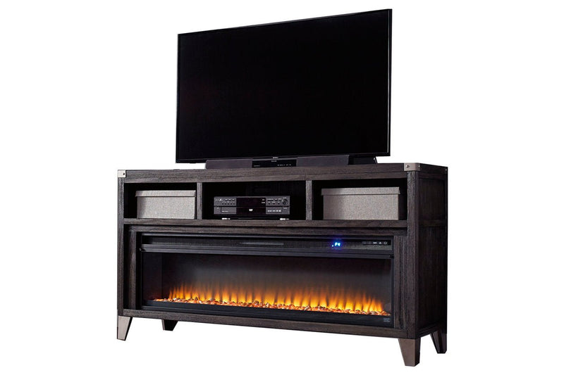 Todoe Gray 65" TV Stand with Electric Fireplace - DMV FurnitureTV Stand