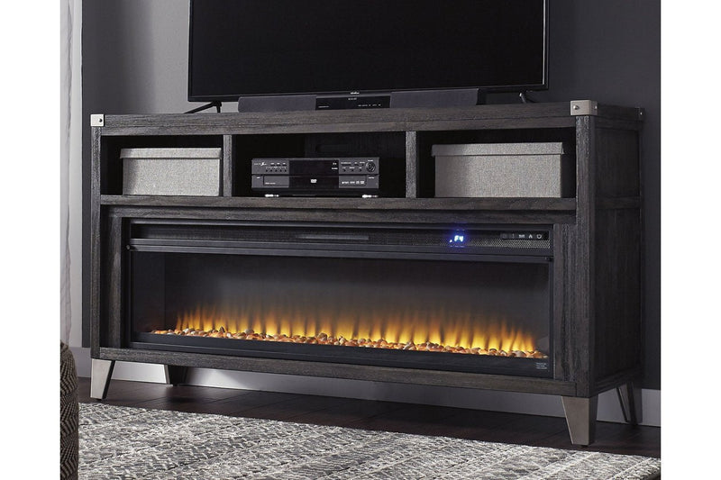 Todoe Gray 65" TV Stand with Electric Fireplace - DMV FurnitureTV Stand