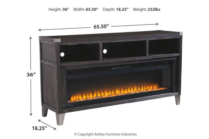 Todoe Gray 65" TV Stand with Electric Fireplace - DMV FurnitureTV Stand