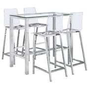 Tolbert 5-piece Bar Set with Acrylic Chairs Clear and Chrome - 104873-S5