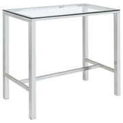 Tolbert Rectangular 47-inch Glass Top Pub Bar Table Chrome - 104873