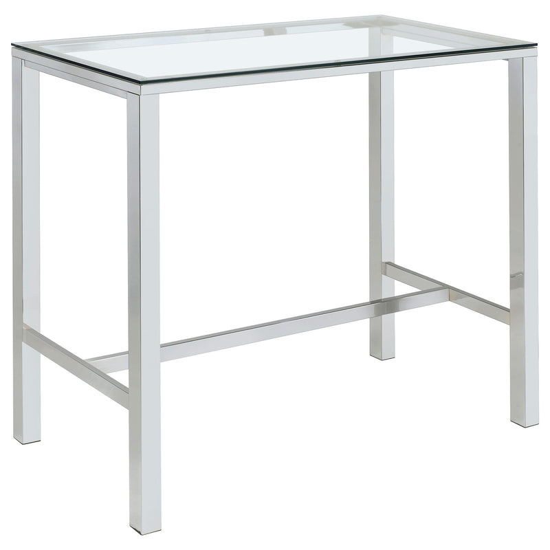 Tolbert Rectangular 47-inch Glass Top Pub Bar Table Chrome - 104873