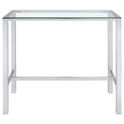Tolbert Rectangular 47-inch Glass Top Pub Bar Table Chrome - 104873
