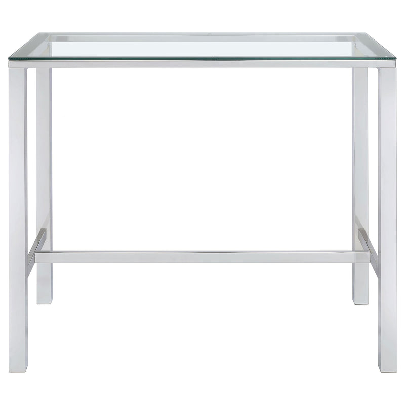 Tolbert Rectangular 47-inch Glass Top Pub Bar Table Chrome - 104873