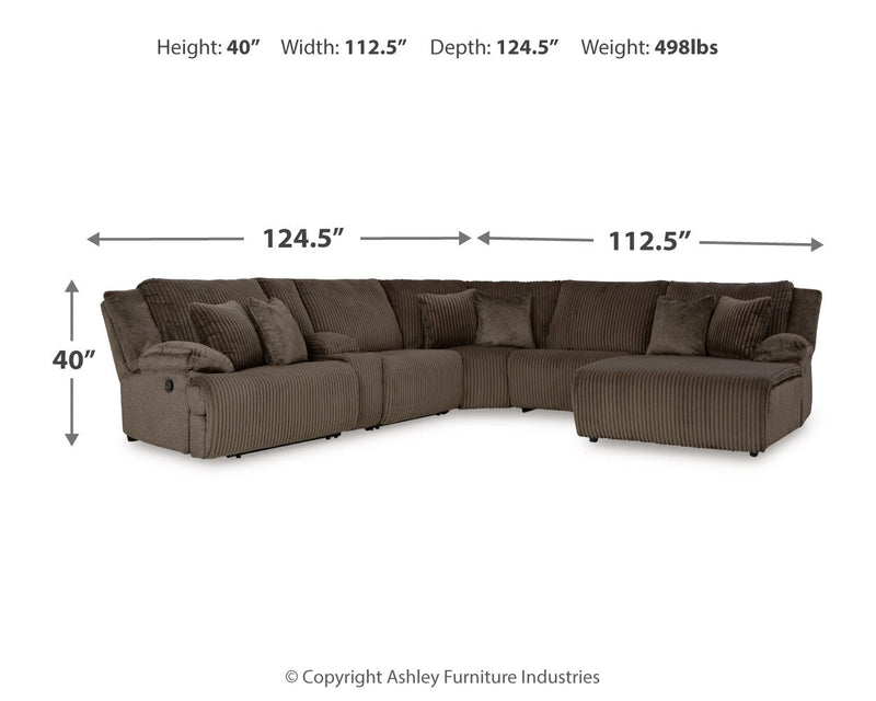 Top Tier Chocolate 6-Piece Sectional with Recliner from Ashley - DMV Furniture