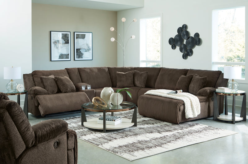 Top Tier Chocolate 6-Piece Sectional with Recliner from Ashley - DMV Furniture
