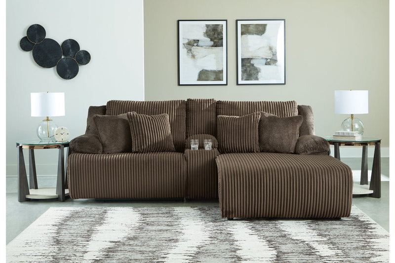 Top Tier Chocolate 3 - Piece Reclining Sectional Sofa with Chaise - DMV FurnitureReclining Sectional