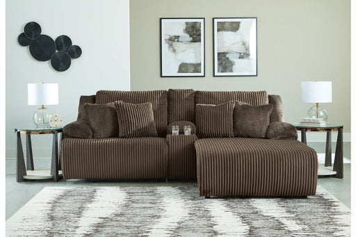Top Tier Chocolate 3 - Piece Reclining Sectional Sofa with Chaise - DMV FurnitureReclining Sectional