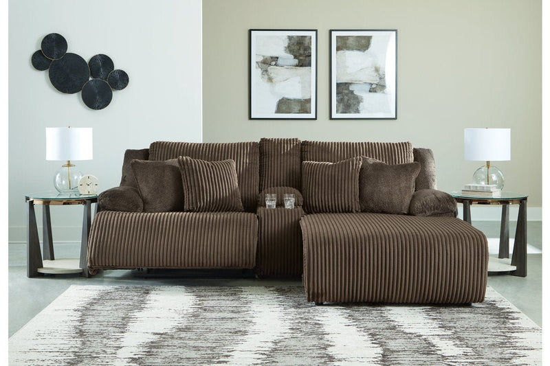 Top Tier Chocolate 3 - Piece Reclining Sectional Sofa with Chaise - DMV FurnitureReclining Sectional