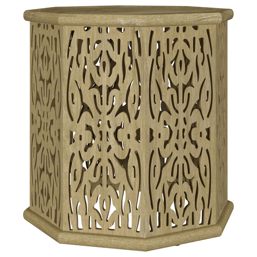 Torres Octagonal Solid Mango Wood Side Table Natural Brown - 931148