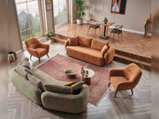 Toscana Stationary 3 Seater Sofa Orange in Orange - 101-TOS-P907-3