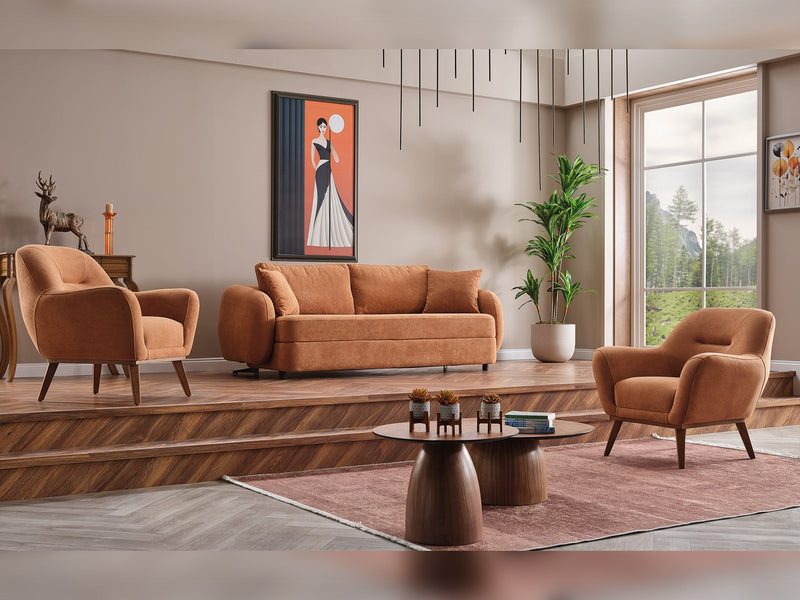 Toscana Stationary 3 Seater Sofa Orange in Orange - 101-TOS-P907-3