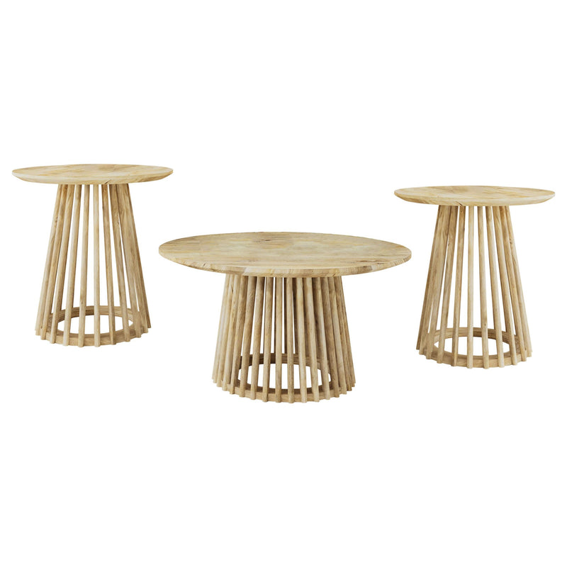 Touhy 3-piece Round Coffee and End Table Set Natural Mango - 710608-S3