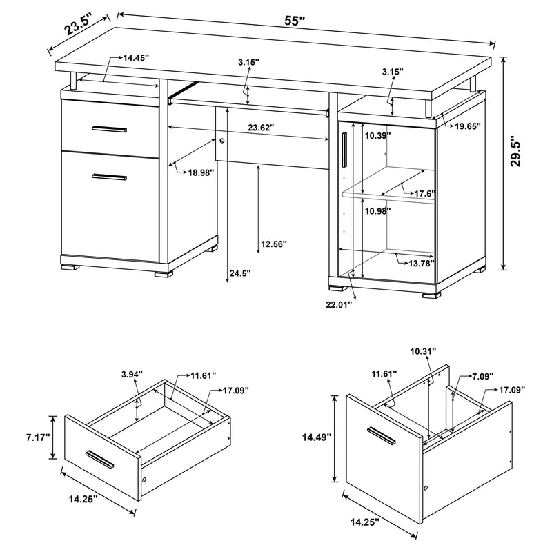Tracy 55-inch 2-drawer Office Computer Desk Cappuccino - 800107