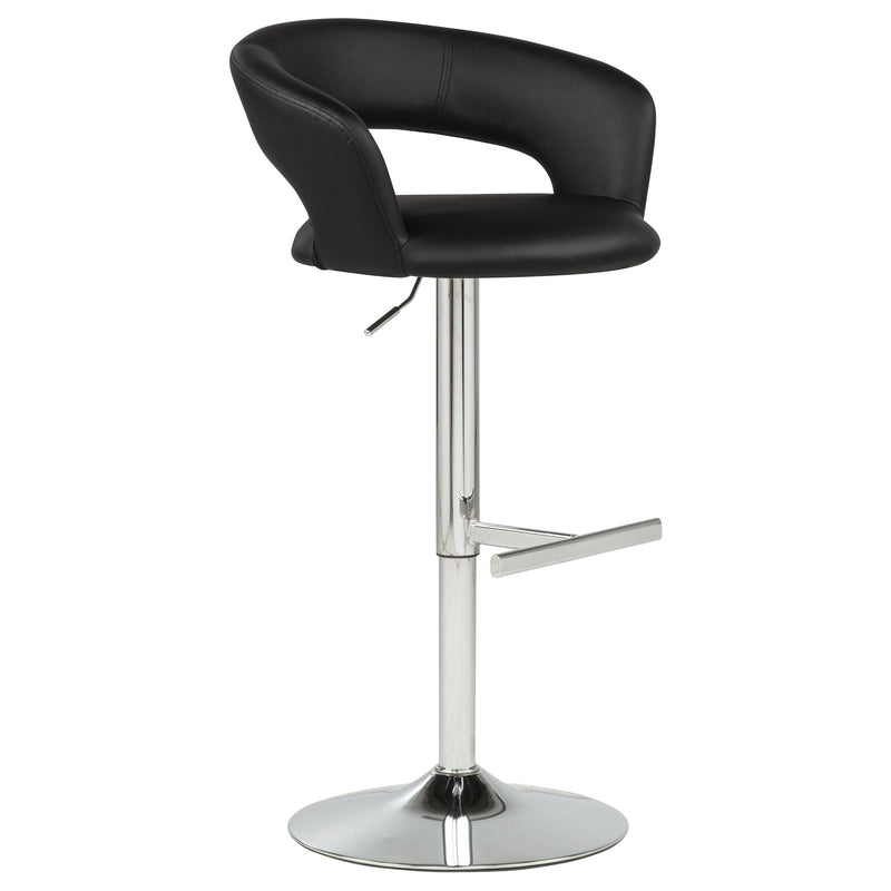 Travia Adjustable Leatherette Swivel Bar Stool Black and Chrome - 182718BLK
