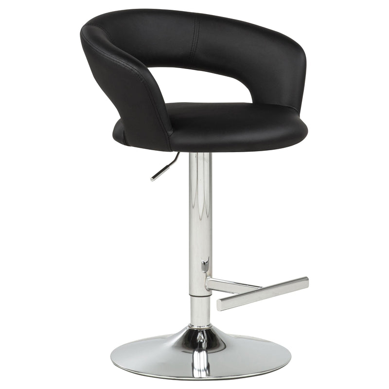 Travia Adjustable Leatherette Swivel Bar Stool Black and Chrome - 182718BLK