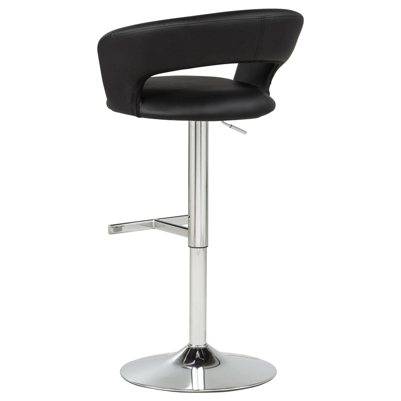 Travia Adjustable Leatherette Swivel Bar Stool Black and Chrome - 182718BLK